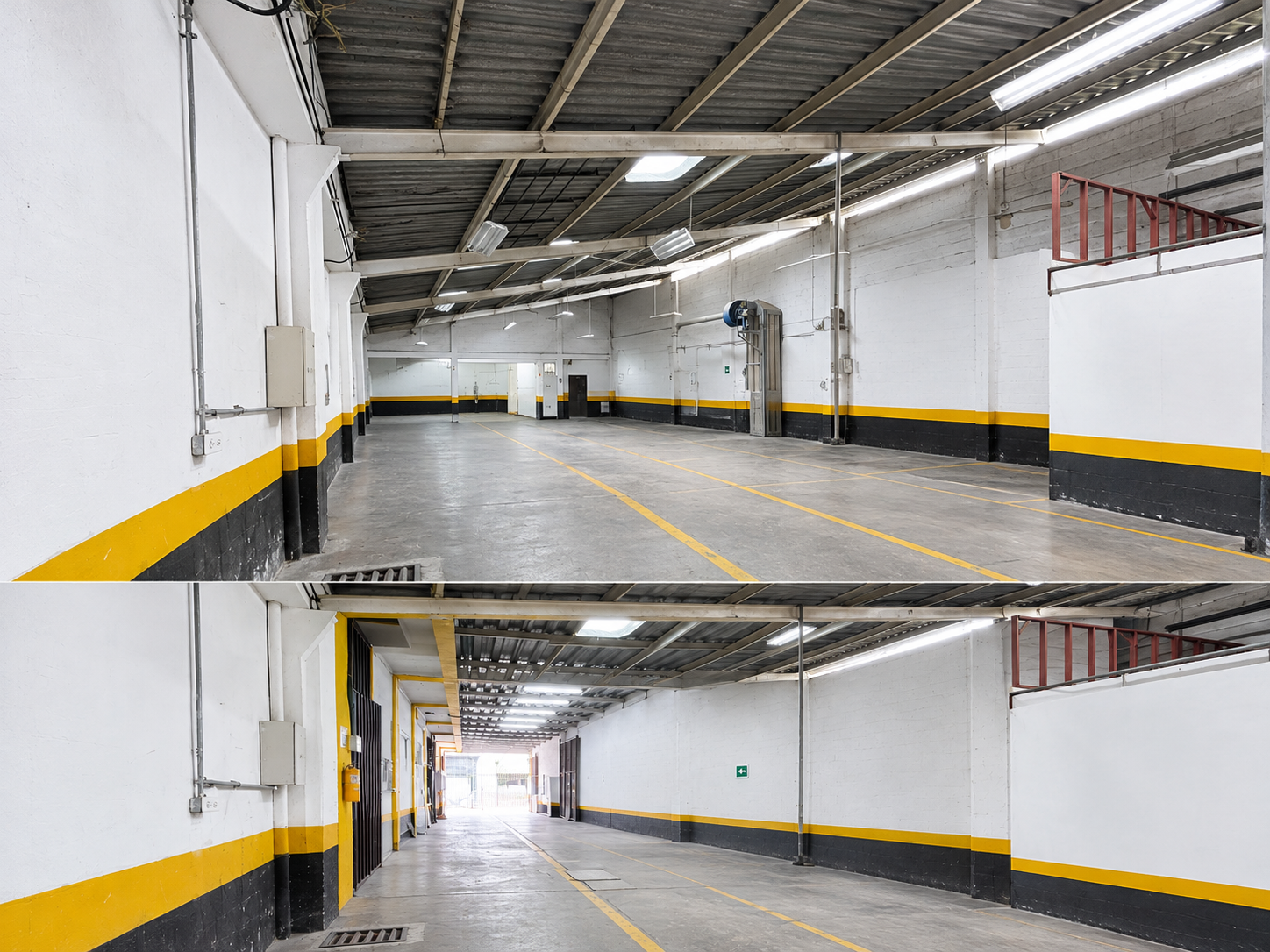 Almacén industrial vacío en dos perspectivas